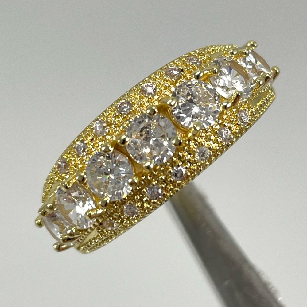 Rings Women’s Jewelry Wedding Band Round Cut Diamond CZ Gold Tone Plated